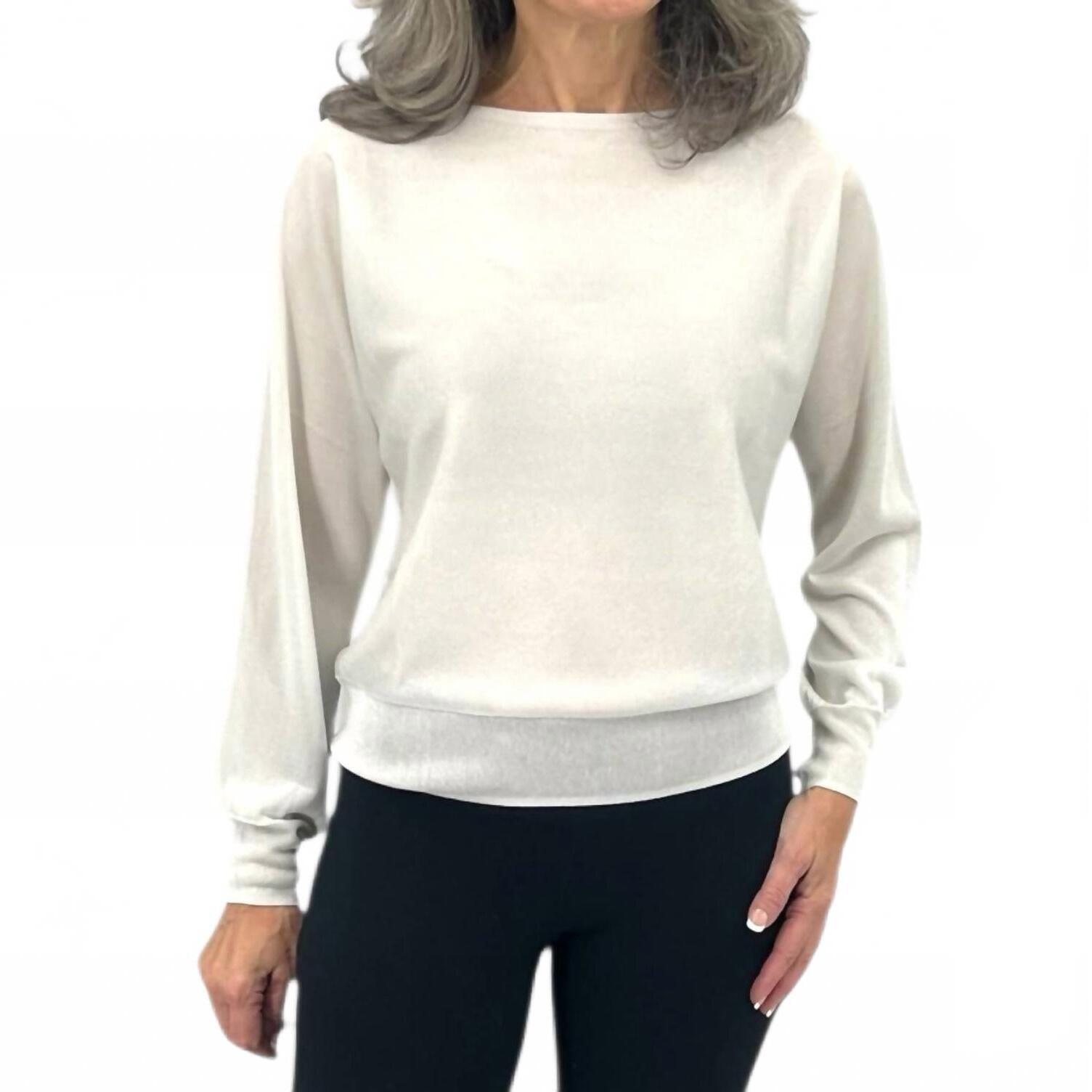 New Kinross Shimmer Off Shoulder Pullover Top In Oyster